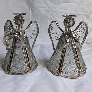 Christmas ornament glass angels with metal detailing